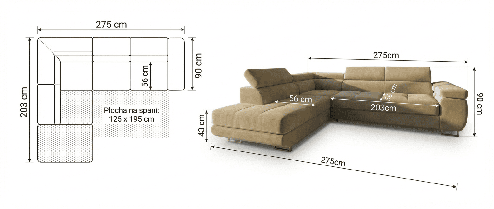 Schéma rozměrů Silvette